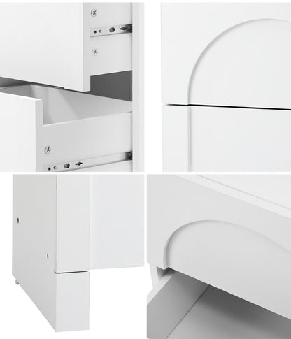Oikiture 2X Bedside Table 2 Drawers Side Table White-BedSide Tabless-PEROZ Accessories