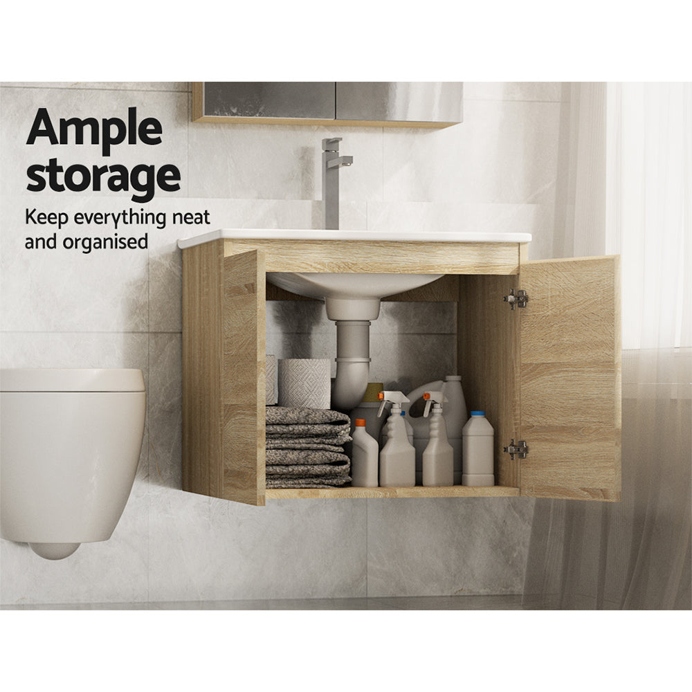 Cefito Vanity Unit 600mm with Basin Oak-Furniture &gt; Bathroom &gt; Bathroom Cabinets, Cupboards &amp; Storage-PEROZ Accessories