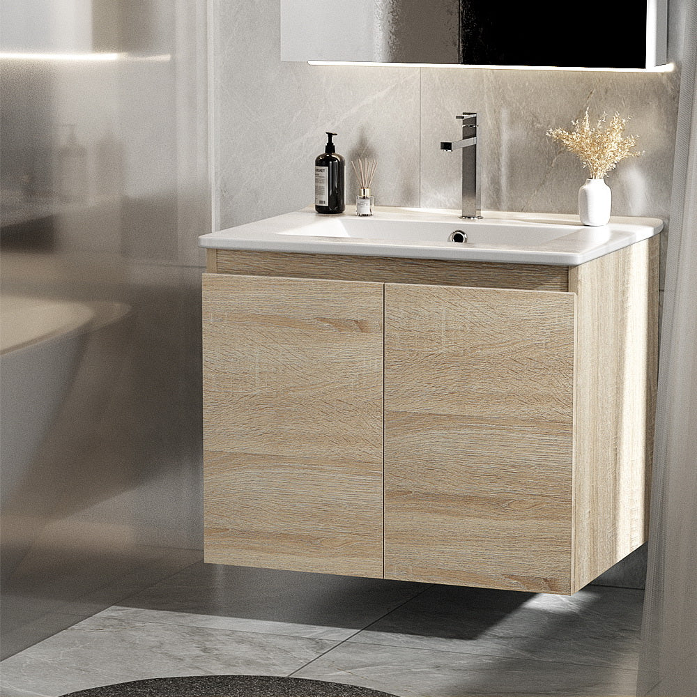 Cefito Vanity Unit 600mm with Basin Oak-Furniture &gt; Bathroom &gt; Bathroom Cabinets, Cupboards &amp; Storage-PEROZ Accessories