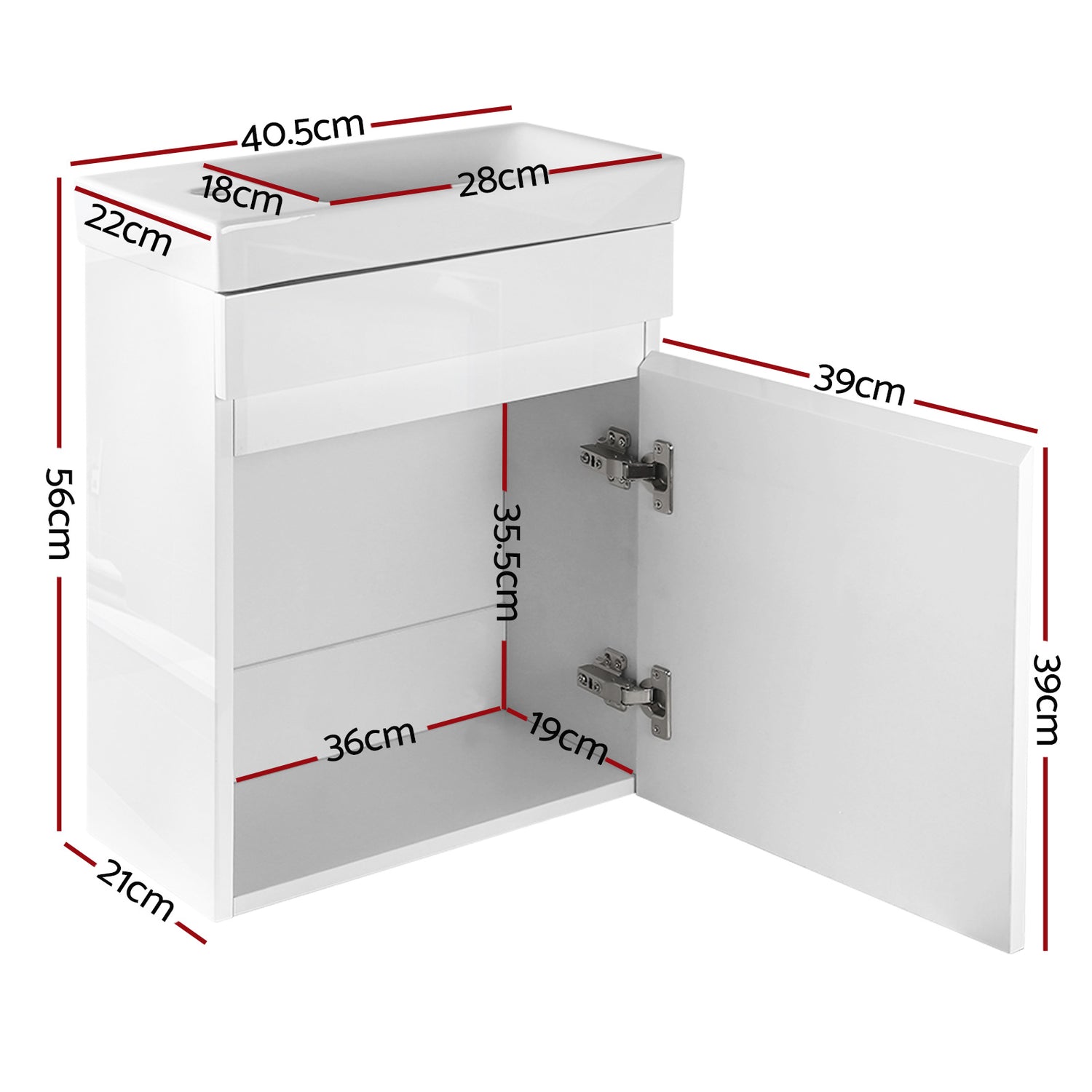 Cefito Vanity Unit 400mm with Basin White-Furniture &gt; Bathroom &gt; Bathroom Cabinets, Cupboards &amp; Storage-PEROZ Accessories