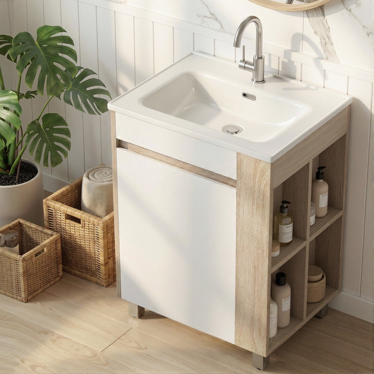 Cefito Vanity Unit 835mm Basin Bathroom Cabinet Side Storage Free Standing Sink-Furniture > Bathroom > Vanity Units-PEROZ Accessories