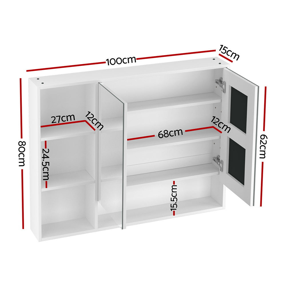 Cefito Bathroom Mirror Cabinet 100CM Vanity Medicine Wall Mounted Storage White-Furniture &gt; Bathroom &gt; Bathroom Cabinets, Cupboards &amp; Storage-PEROZ Accessories