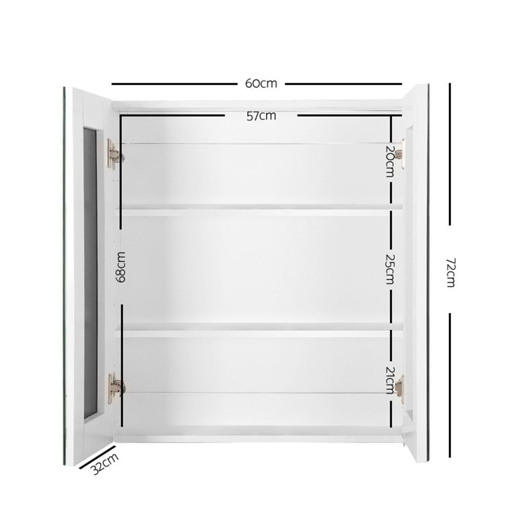 Cefito Bathroom Mirror Cabinet 600x720mm White-Furniture &gt; Bathroom &gt; Bathroom Cabinets, Cupboards &amp; Storage-PEROZ Accessories