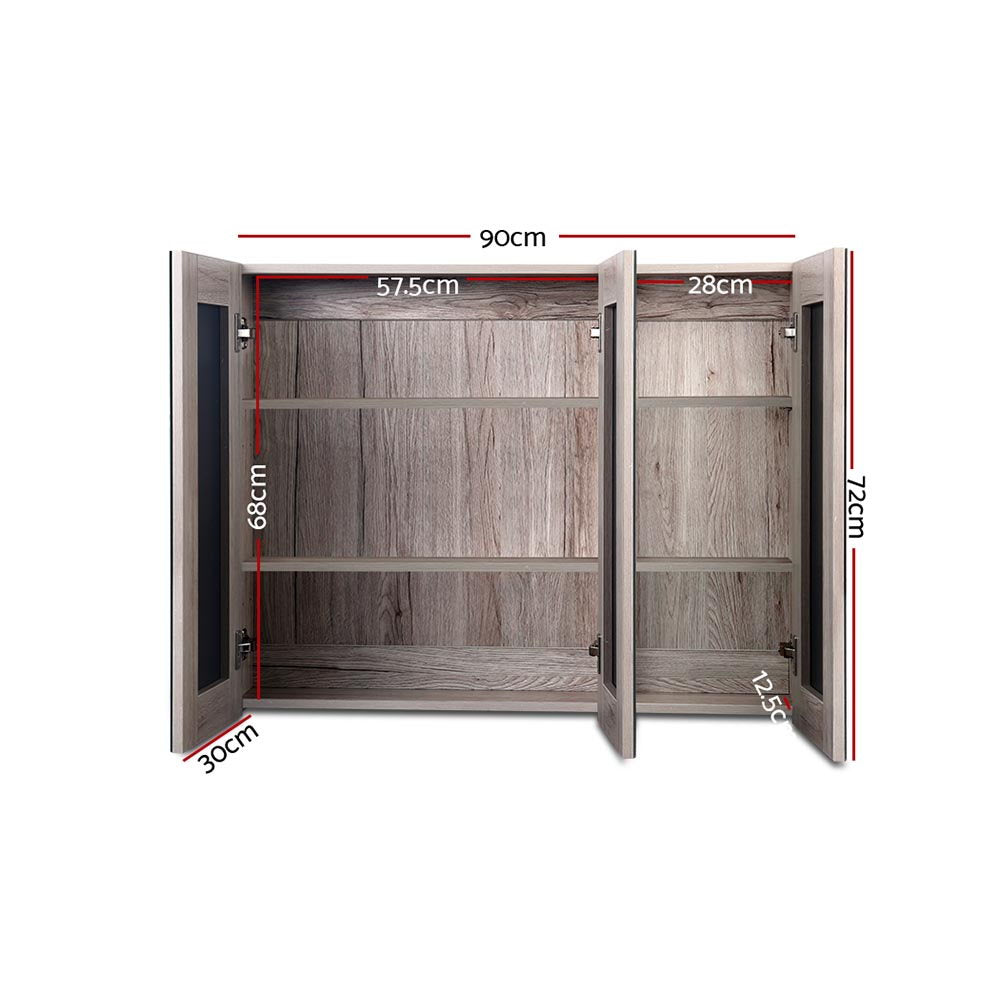 Cefito Bathroom Mirror Cabinet 900x720mm Oak-Furniture &gt; Bathroom &gt; Bathroom Cabinets, Cupboards &amp; Storage-PEROZ Accessories