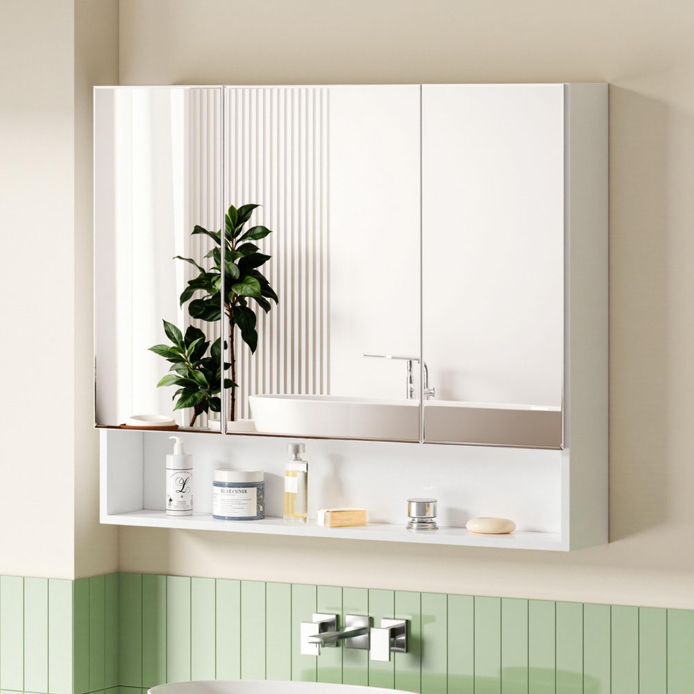 Cefito Bathroom Mirror Cabinet Medicine Adjustable Shelves Wall Hung 900x750mm White-Furniture &gt; Bathroom &gt; Bathroom Cabinets, Cupboards &amp; Storage-PEROZ Accessories