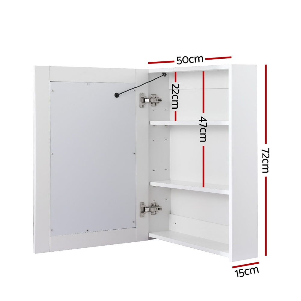 Bathroom Mirror Cabinet LED 500x720mm Medicine Wall Storage-Health &amp; Beauty &gt; Cosmetic Storage &gt; Makeup Organisation &amp; Storage-PEROZ Accessories