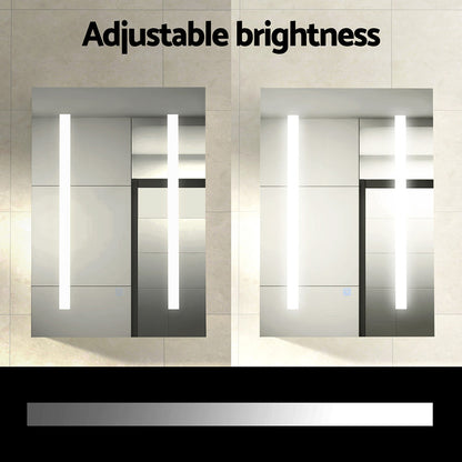 Bathroom Mirror Cabinet LED 500x720mm Medicine Wall Storage-Health &amp; Beauty &gt; Cosmetic Storage &gt; Makeup Organisation &amp; Storage-PEROZ Accessories
