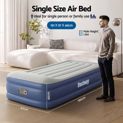 Bestway Air Mattress Inflatable Bed 46cm Airbed Single Blue-Home &amp; Garden > Inflatable Mattress-PEROZ Accessories