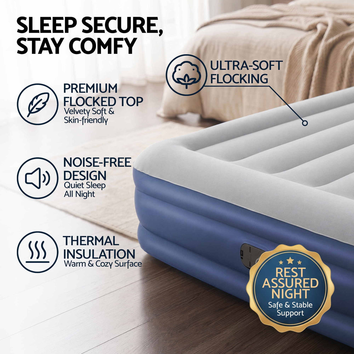 Bestway Air Mattress Inflatable Bed 46cm Airbed Single Blue-Home &amp; Garden > Inflatable Mattress-PEROZ Accessories