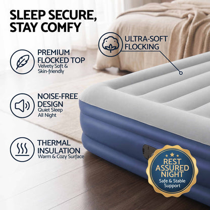 Bestway Air Mattress Inflatable Bed 46cm Airbed Single Blue-Home &amp; Garden > Inflatable Mattress-PEROZ Accessories