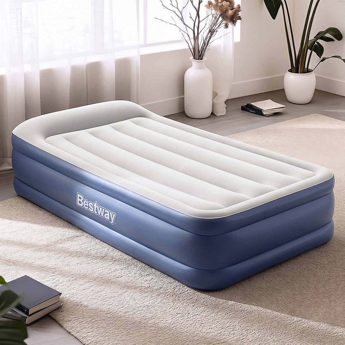 Bestway Air Mattress Inflatable Bed 46cm Airbed Single Blue-Home &amp; Garden > Inflatable Mattress-PEROZ Accessories