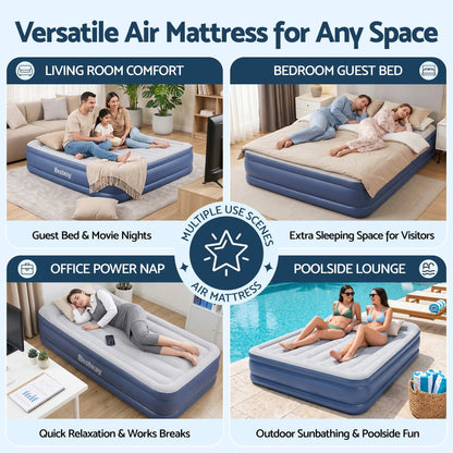 Bestway Air Mattress King Inflatable Bed 56cm Airbed Blue-Home &amp; Garden > Inflatable Mattress-PEROZ Accessories