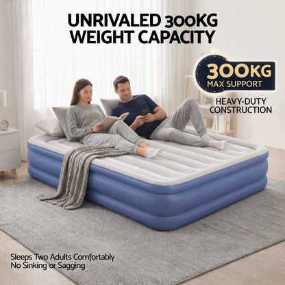 Bestway Air Mattress Queen Inflatable Bed 46cm Airbed Blue-Home &amp; Garden > Inflatable Mattress-PEROZ Accessories