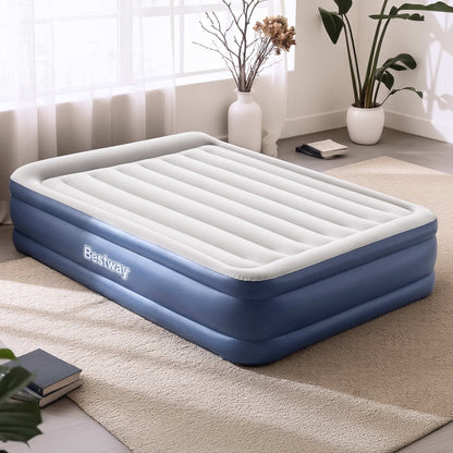 Bestway Air Mattress Queen Inflatable Bed 46cm Airbed Blue-Home &amp; Garden > Inflatable Mattress-PEROZ Accessories