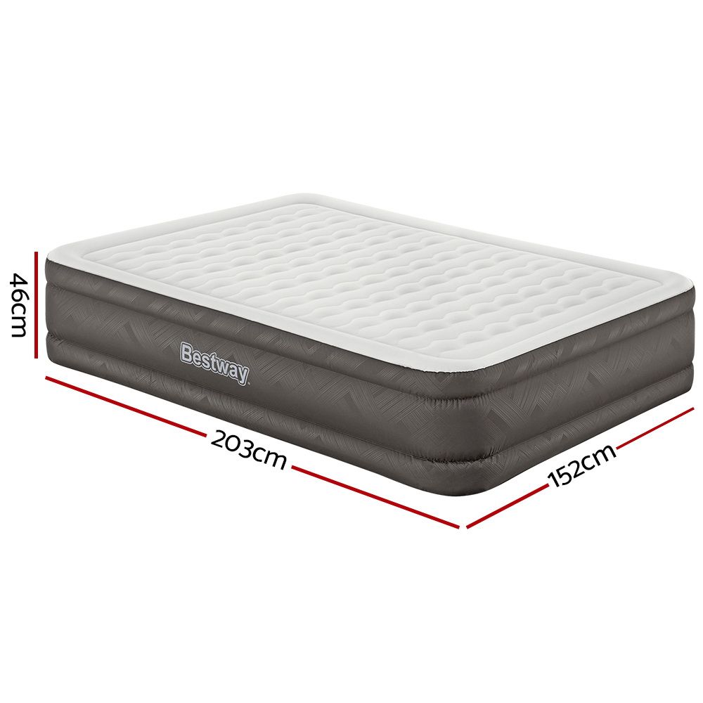 Bestway Queen Air Mattress with Built-in Pump Fortech Inflatable Bed 46cm