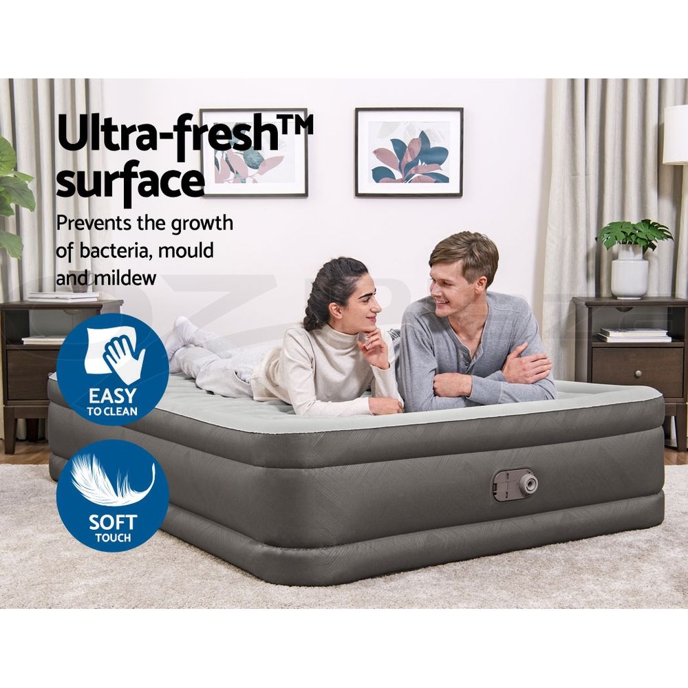 Bestway Queen Air Mattress with Built-in Pump Fortech Inflatable Bed 46cm