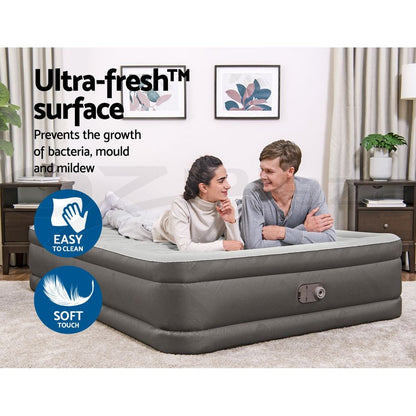 Bestway Queen Air Mattress with Built-in Pump Fortech Inflatable Bed 46cm