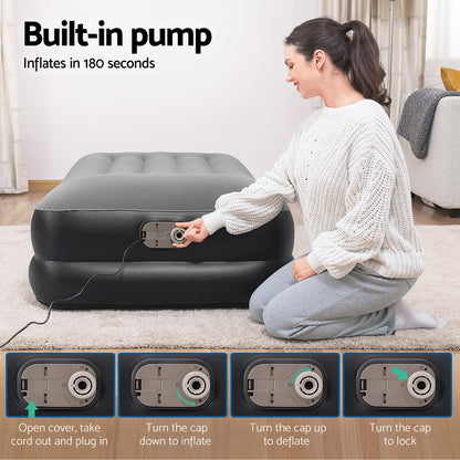 Bestway Air Mattress Single Inflatable Bed 46cm Airbed Black-Mattresses-PEROZ Accessories