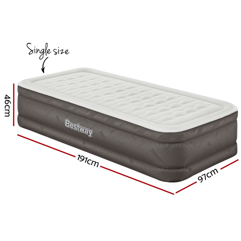 Bestway Single Air Mattress with Built-in Pump Fortech Inflatable Bed 46cm