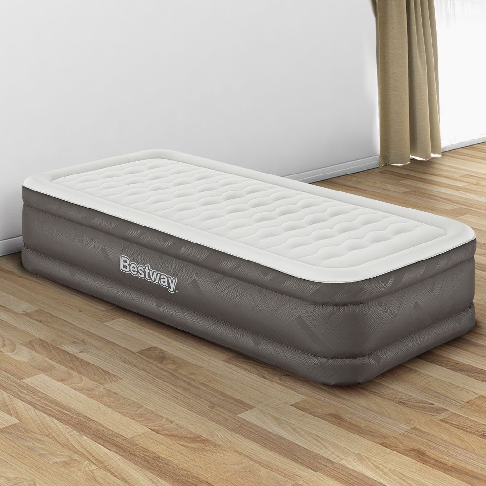 Bestway Single Air Mattress with Built-in Pump Fortech Inflatable Bed 46cm