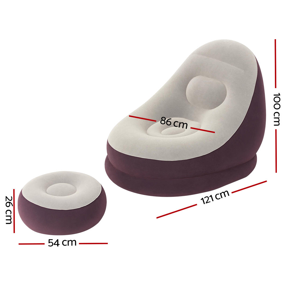 Bestway Inflatable Air Chair Seat Couch Lazy Sofa Lounge Ottoman Purple/Blue-Furniture &gt; Bar Stools &amp; Chairs &gt; Arm Chairs &amp; Recliners-PEROZ Accessories