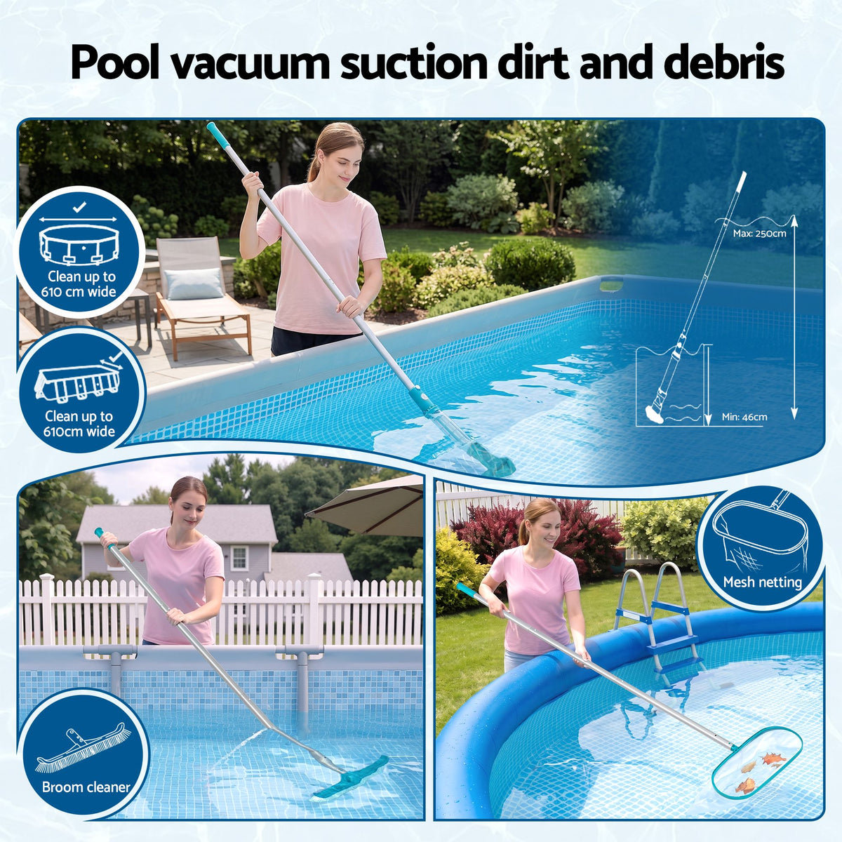 Bestway Pool Cleaner Maintenance Rechargeable Vacuum Cleaning Aluminium Pole 2m-Home &amp; Garden > Pool &amp; Accessories > Pool Sweeps &amp; Vacuums-PEROZ Accessories