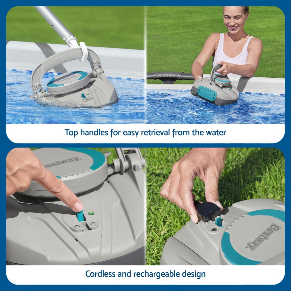 Bestway Robotic Pool Cleaner Cordless Automatic Robot Clean Swimming Pools Floor-Home &amp; Garden &gt; Pool &amp; Accessories &gt; Pool Sweeps &amp; Vacuums-PEROZ Accessories