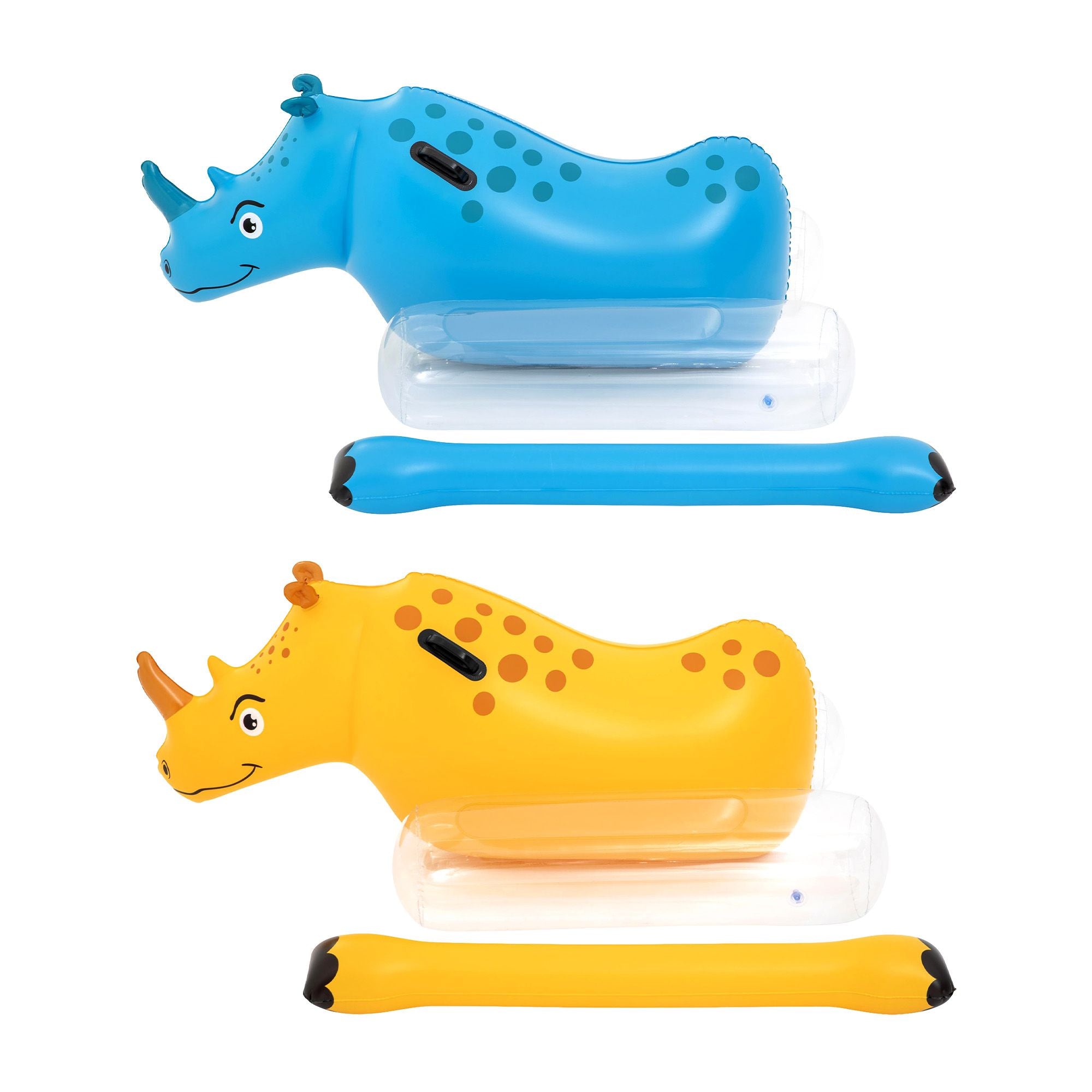 Bestway Kids Rhino Inflatable Ride-On Pool Float Toy Set of 2 with Boppers