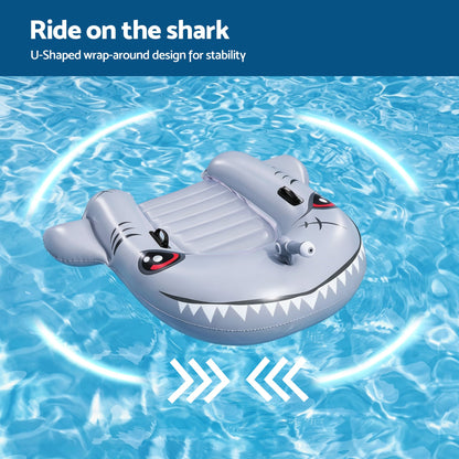 Bestway Shark Ride-On Pool Float Toy Floaties for Kids 45kg Capacity Grey
