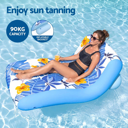 Bestway Inflatable Pool Float Sun Lounger with Cup Holder 163x94cm Blue-Home &amp; Garden > Pool &amp; Accessories > Pool Toys &amp; Inflatables-PEROZ Accessories