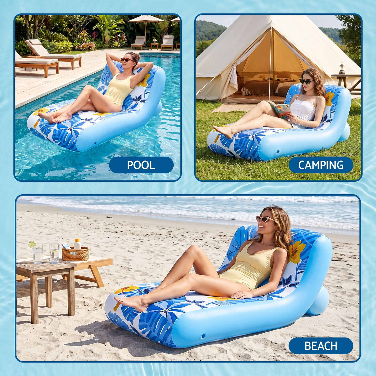 Bestway Inflatable Pool Float Sun Lounger with Cup Holder 163x94cm Blue-Home &amp; Garden > Pool &amp; Accessories > Pool Toys &amp; Inflatables-PEROZ Accessories
