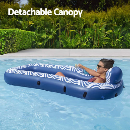 Bestway Inflatable Floating Float Lounger with Sunshade Canopy 1.98Mx1.12M Blue-Home &amp; Garden &gt; Pool &amp; Accessories &gt; Pool Toys &amp; Inflatables-PEROZ Accessories