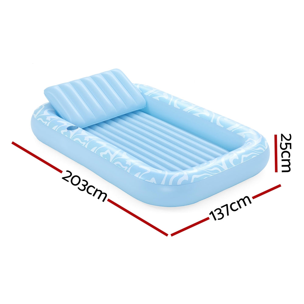 Bestway Float Floating Seat Pool Lounger Inflatable Lounge Chair Bed Pillow Cup Holder 2.03MX1.37M-Home &amp; Garden > Pool &amp; Accessories > Pool Toys &amp; Inflatables-PEROZ Accessories