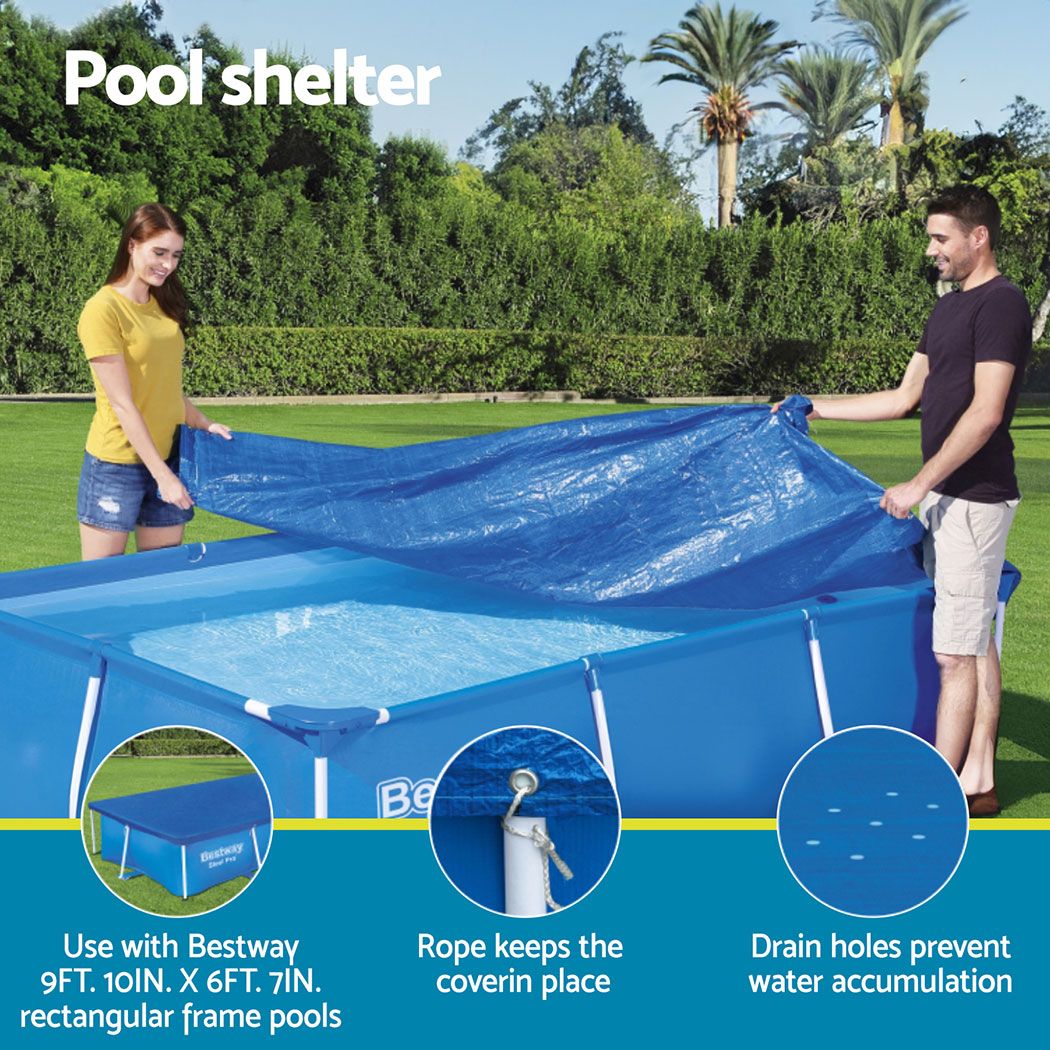 Bestway Pool Cover 58106 Fits 3x2.01m Above Ground Swimming Pool PE Blanket-Home &amp; Garden > Pool &amp; Accessories > Pool Covers &amp; Accessories-PEROZ Accessories