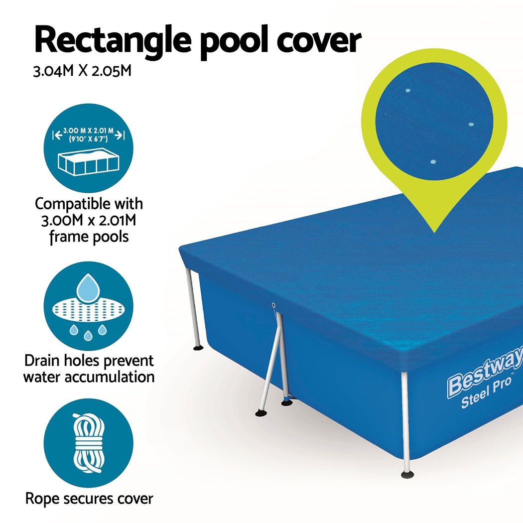 Bestway Pool Cover 58106 Fits 3x2.01m Above Ground Swimming Pool PE Blanket-Home &amp; Garden > Pool &amp; Accessories > Pool Covers &amp; Accessories-PEROZ Accessories