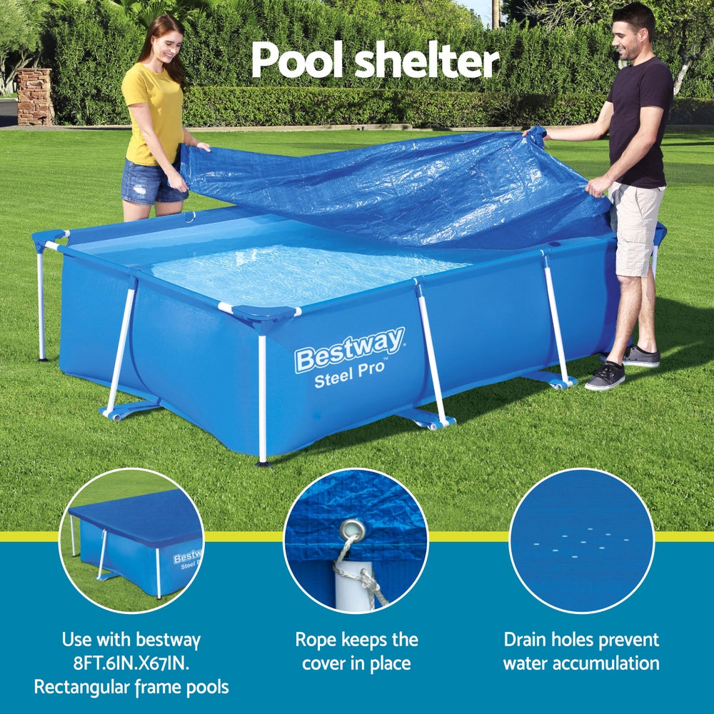 Bestway Pool Cover 264x174cm Rectangle Swimming Pool PE Shelter Fits 259x170cm Pools-Home &amp; Garden &gt; Pool &amp; Accessories &gt; Swimming Pools-PEROZ Accessories