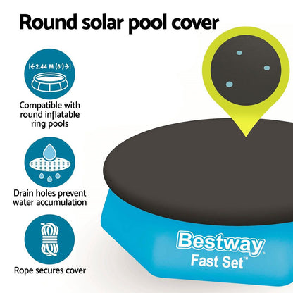 Bestway Pool Cover Fits 2.44m Above Ground Swimming Pool PVC Blanket-Home &amp; Garden > Pool &amp; Accessories > Pool Covers &amp; Accessories-PEROZ Accessories