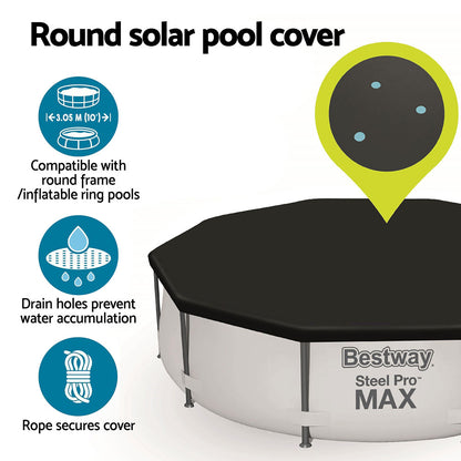 Bestway Pool Cover Fits 3.05m Round Above Ground Swimming Pool PVC Blanket-Home &amp; Garden &gt; Pool &amp; Accessories &gt; Pool Covers &amp; Accessories-PEROZ Accessories