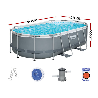 Bestway Swimming Pool 427x250x100cm Steel Frame Above Ground Pools Filter Pump Ladder 7250L-Home &amp; Garden &gt; Pool &amp; Accessories &gt; Swimming Pools-PEROZ Accessories