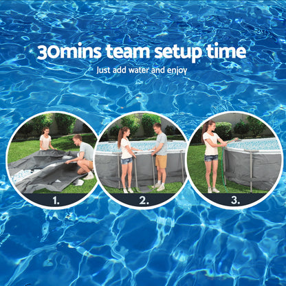 Bestway Swimming Pool 427x250x100cm Steel Frame Above Ground Pools Filter Pump Ladder 7250L-Home &amp; Garden &gt; Pool &amp; Accessories &gt; Swimming Pools-PEROZ Accessories
