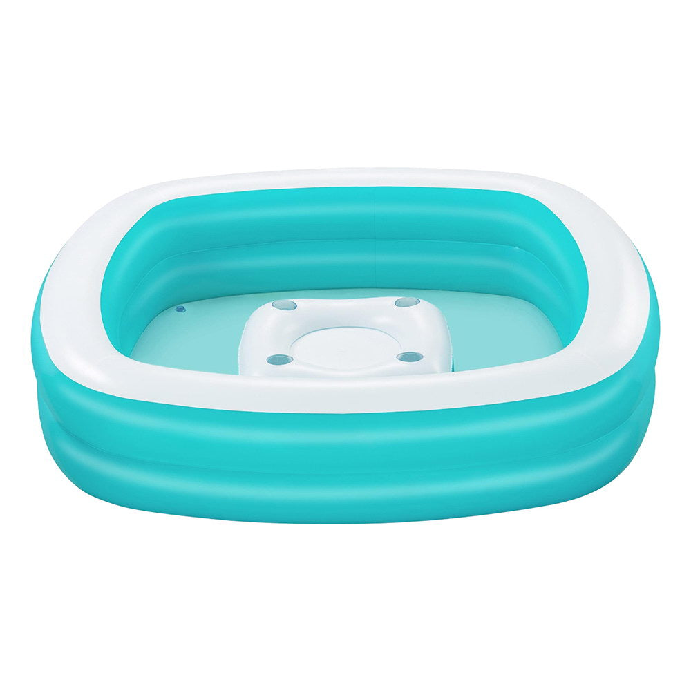 Bestway Kids Inflatable Family Pool with Center Console Cup Holder 218x218x48cm-Home &amp; Garden &gt; Pool &amp; Accessories &gt; Swimming Pools-PEROZ Accessories