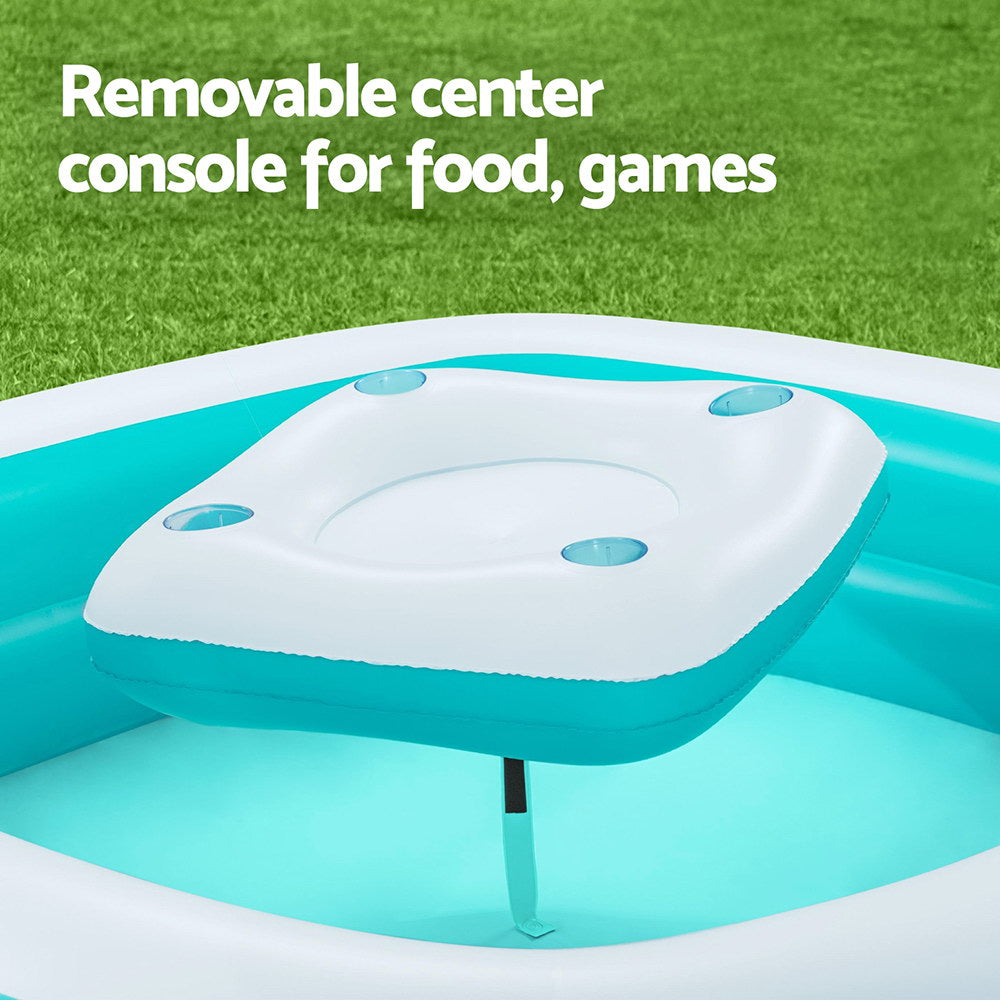 Bestway Kids Inflatable Family Pool with Center Console Cup Holder 218x218x48cm-Home &amp; Garden &gt; Pool &amp; Accessories &gt; Swimming Pools-PEROZ Accessories