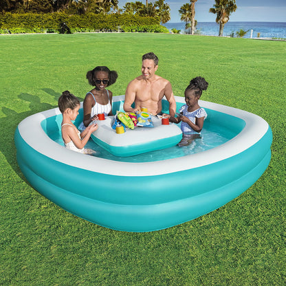 Bestway Kids Inflatable Family Pool with Center Console Cup Holder 218x218x48cm-Home &amp; Garden &gt; Pool &amp; Accessories &gt; Swimming Pools-PEROZ Accessories