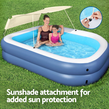 Bestway Kids Inflatable Pool Above Ground Splash Pool with Sunshade 254x178cm-Home &amp; Garden &gt; Pool &amp; Accessories &gt; Swimming Pools-PEROZ Accessories