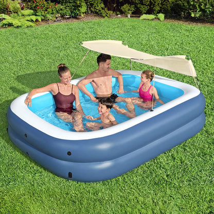 Bestway Kids Inflatable Pool Above Ground Splash Pool with Sunshade 254x178cm-Home &amp; Garden &gt; Pool &amp; Accessories &gt; Swimming Pools-PEROZ Accessories