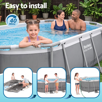 Bestway Swimming Pools 305cm x 200cm x 84cm Steel Above Ground Backyard Pool Set-Home &amp; Garden > Pool &amp; Accessories > Swimming Pools-PEROZ Accessories