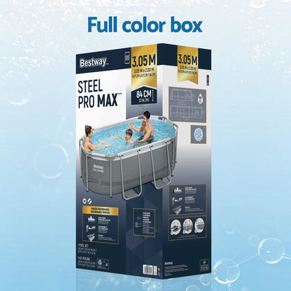 Bestway Swimming Pools 305cm x 200cm x 84cm Steel Above Ground Backyard Pool Set-Home &amp; Garden > Pool &amp; Accessories > Swimming Pools-PEROZ Accessories