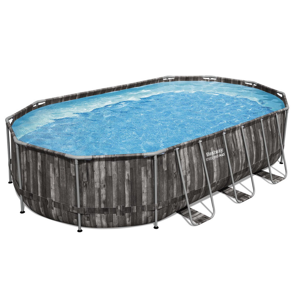 Bestway Swimming Pool Steel Frame Pool Set 6.1x3.66m w/ Filter Pump Ladder Cover-Home &amp; Garden &gt; Pool &amp; Accessories &gt; Swimming Pools-PEROZ Accessories