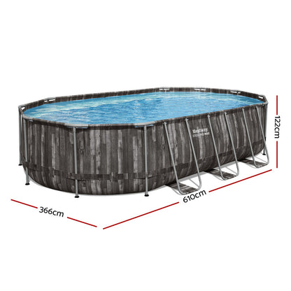 Bestway Swimming Pool Steel Frame Pool Set 6.1x3.66m w/ Filter Pump Ladder Cover-Home &amp; Garden &gt; Pool &amp; Accessories &gt; Swimming Pools-PEROZ Accessories