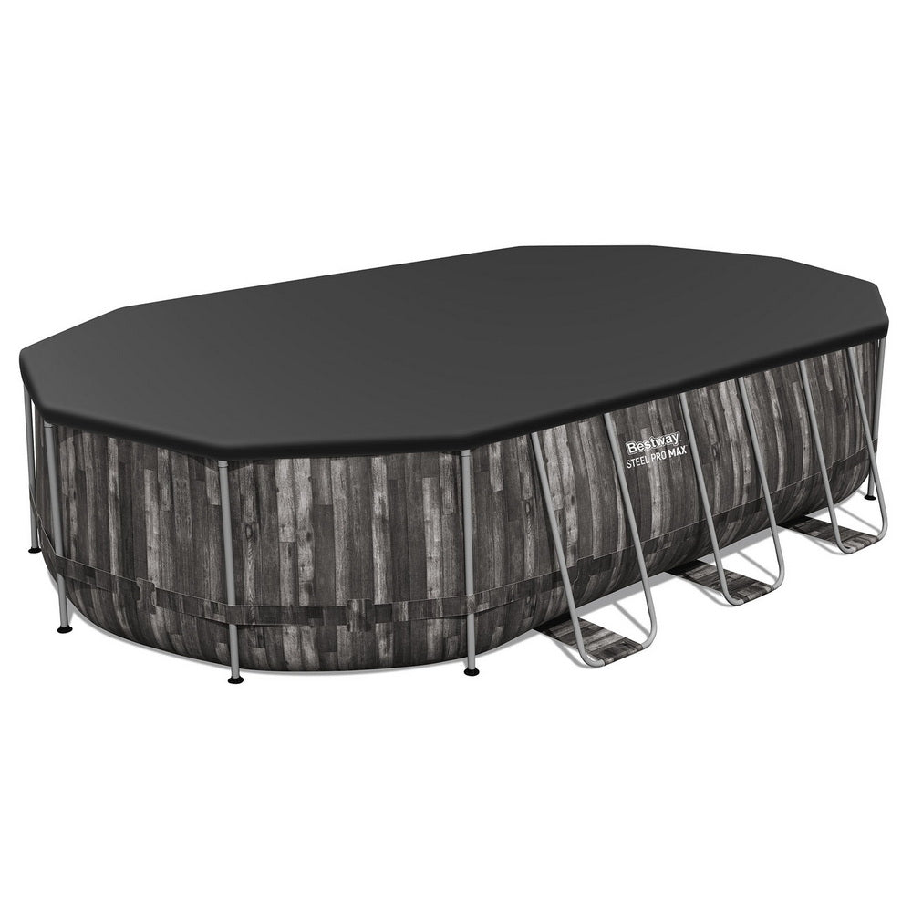 Bestway Swimming Pool Steel Frame Pool Set 6.1x3.66m w/ Filter Pump Ladder Cover-Home &amp; Garden &gt; Pool &amp; Accessories &gt; Swimming Pools-PEROZ Accessories